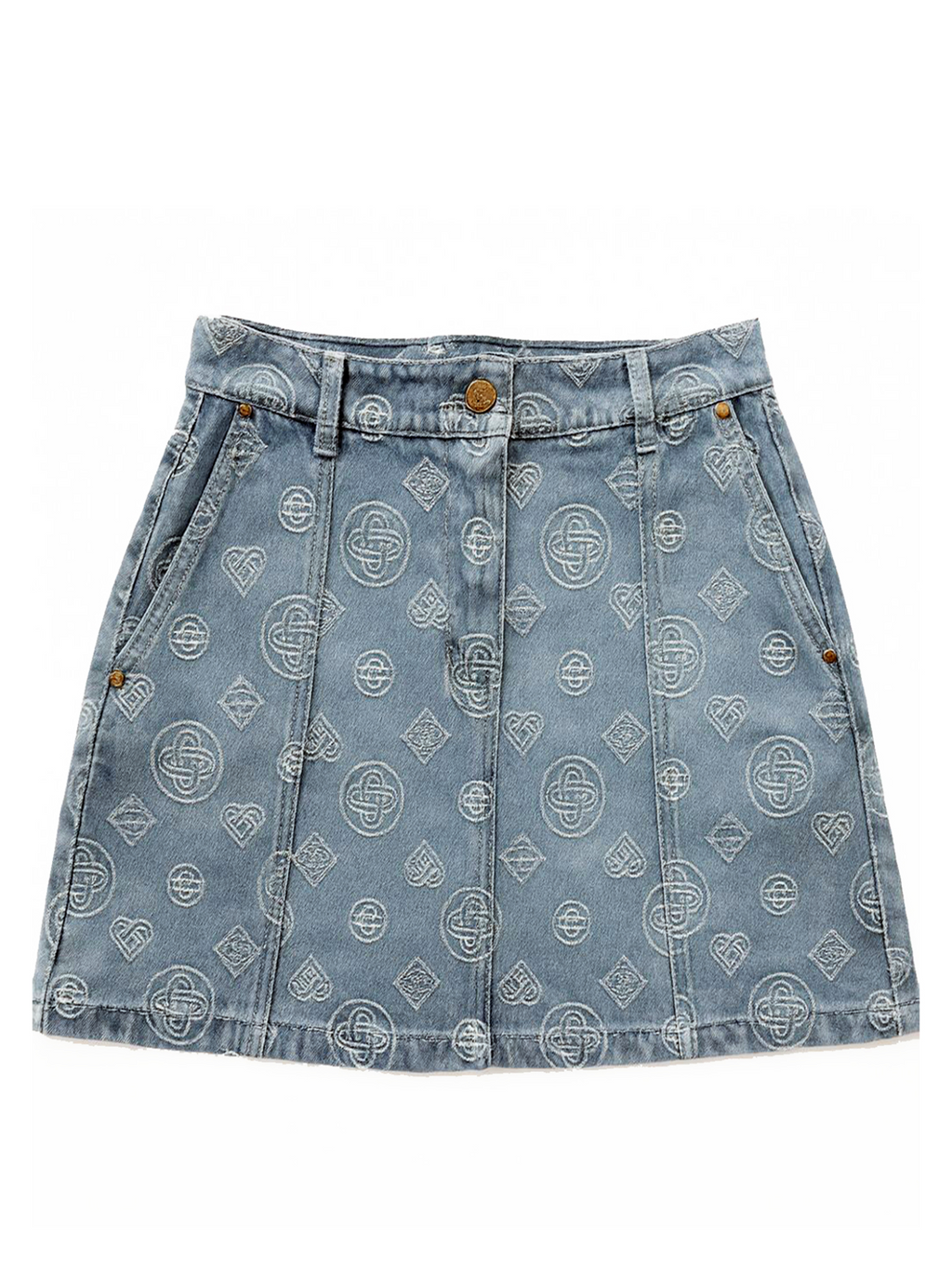 CASABLANCA WOMEN Monogram Denim Skirt Blue