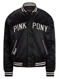 RALPH LAUREN Pink Pony Satin Baseball Jacket Black