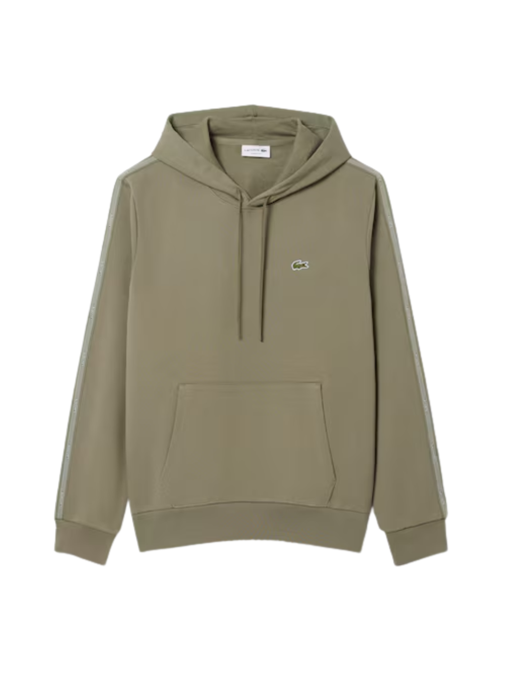 LACOSTE Logo Stripe Zipped Hoodie Khaki Green