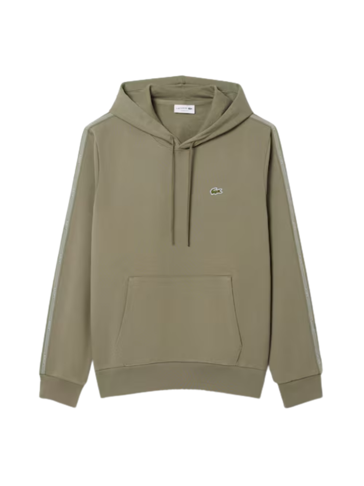 LACOSTE Logo Stripe Zipped Hoodie Khaki Green