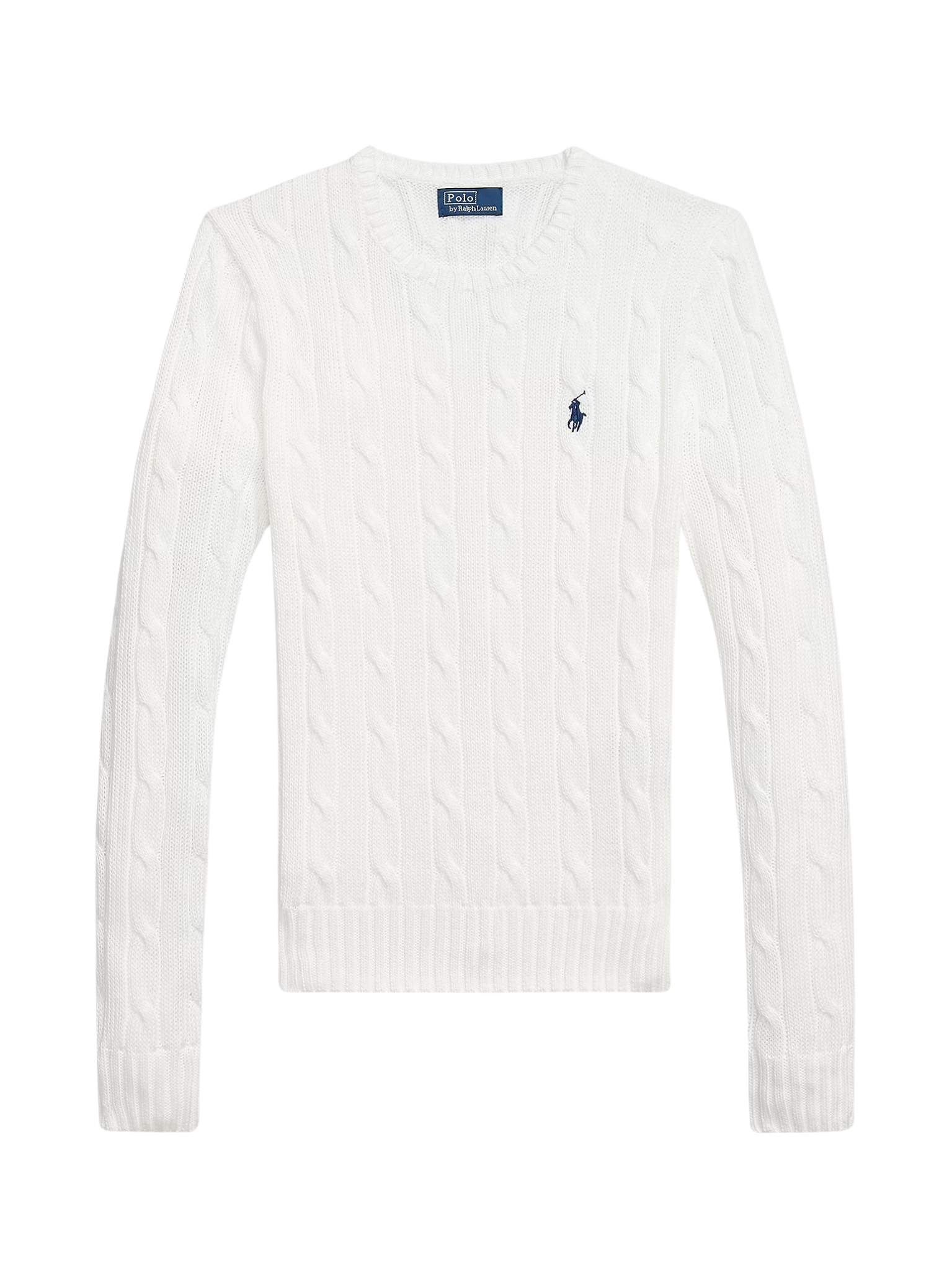 RALPH LAUREN WOMEN Cable-Knit Cotton Crewneck Jumper White