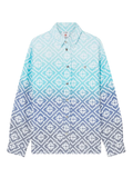 CASABLANCA Monogram Gradient Jacquard Shacket Blue