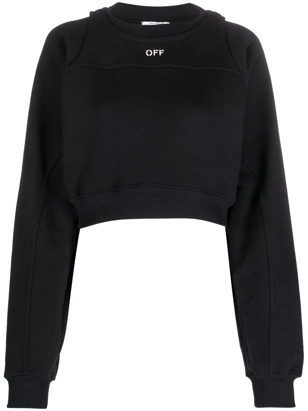 OFF-WHITE WOMEN OFF Stamp Round Crop Sweatshirt Black