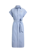 RALPH LAUREN WOMENS Belted Cotton Oxford Shirt Dress Blue
