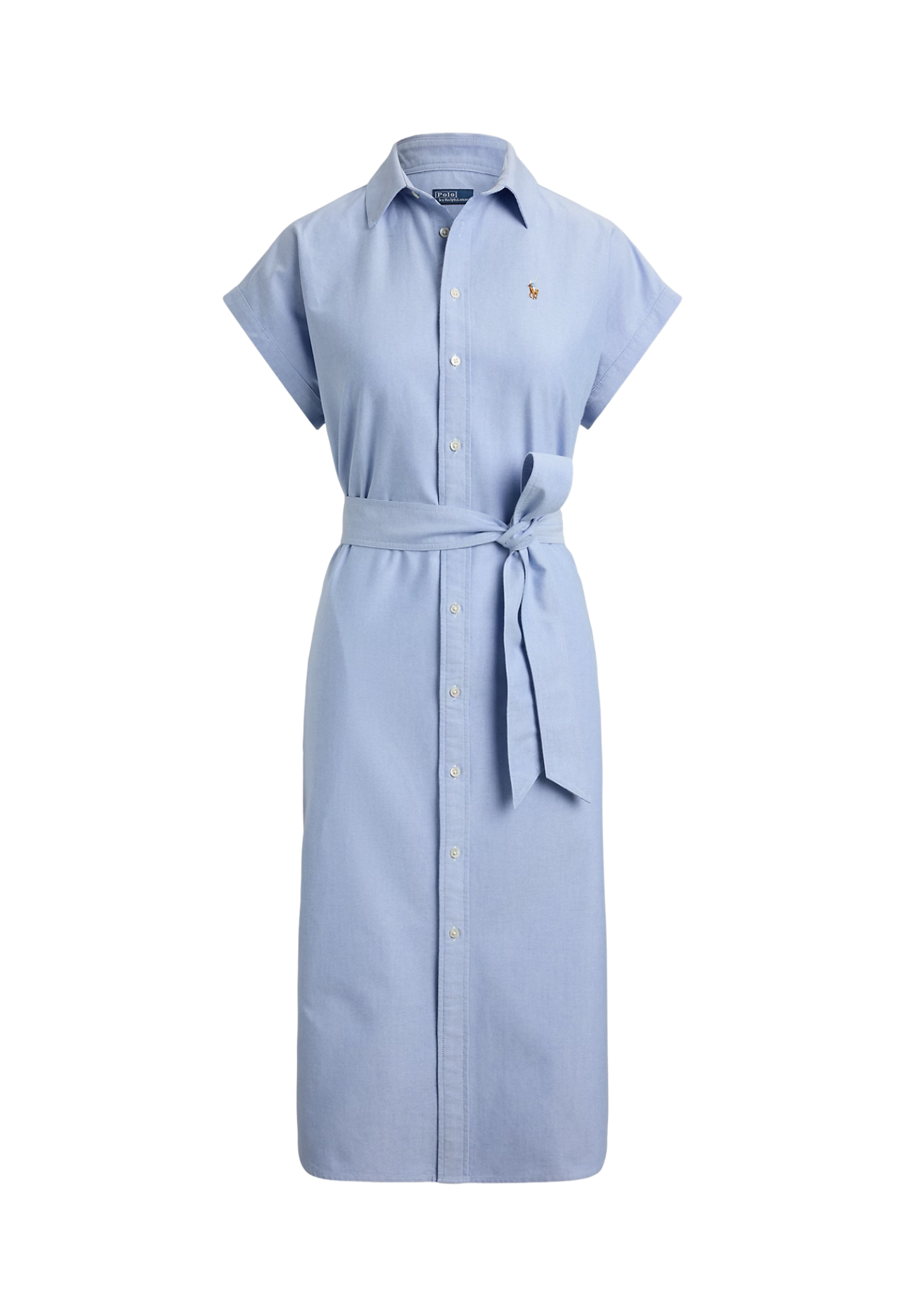 RALPH LAUREN WOMENS Belted Cotton Oxford Shirt Dress Blue