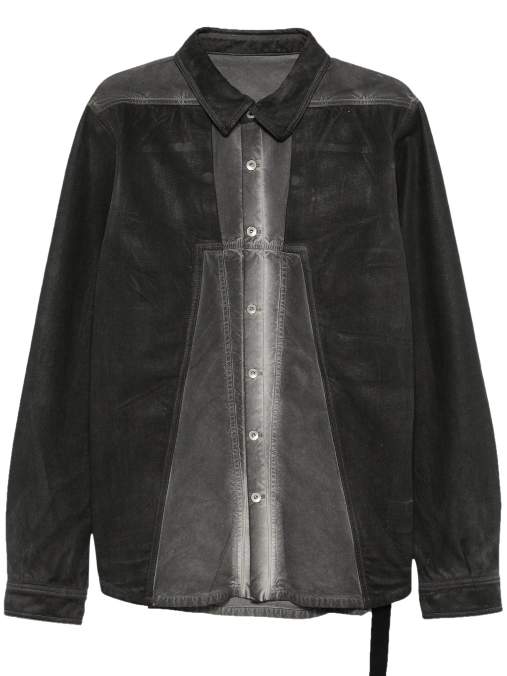 RICK OWENS DRKSHDW Denim Splintered Zip-Up Jacket Stone