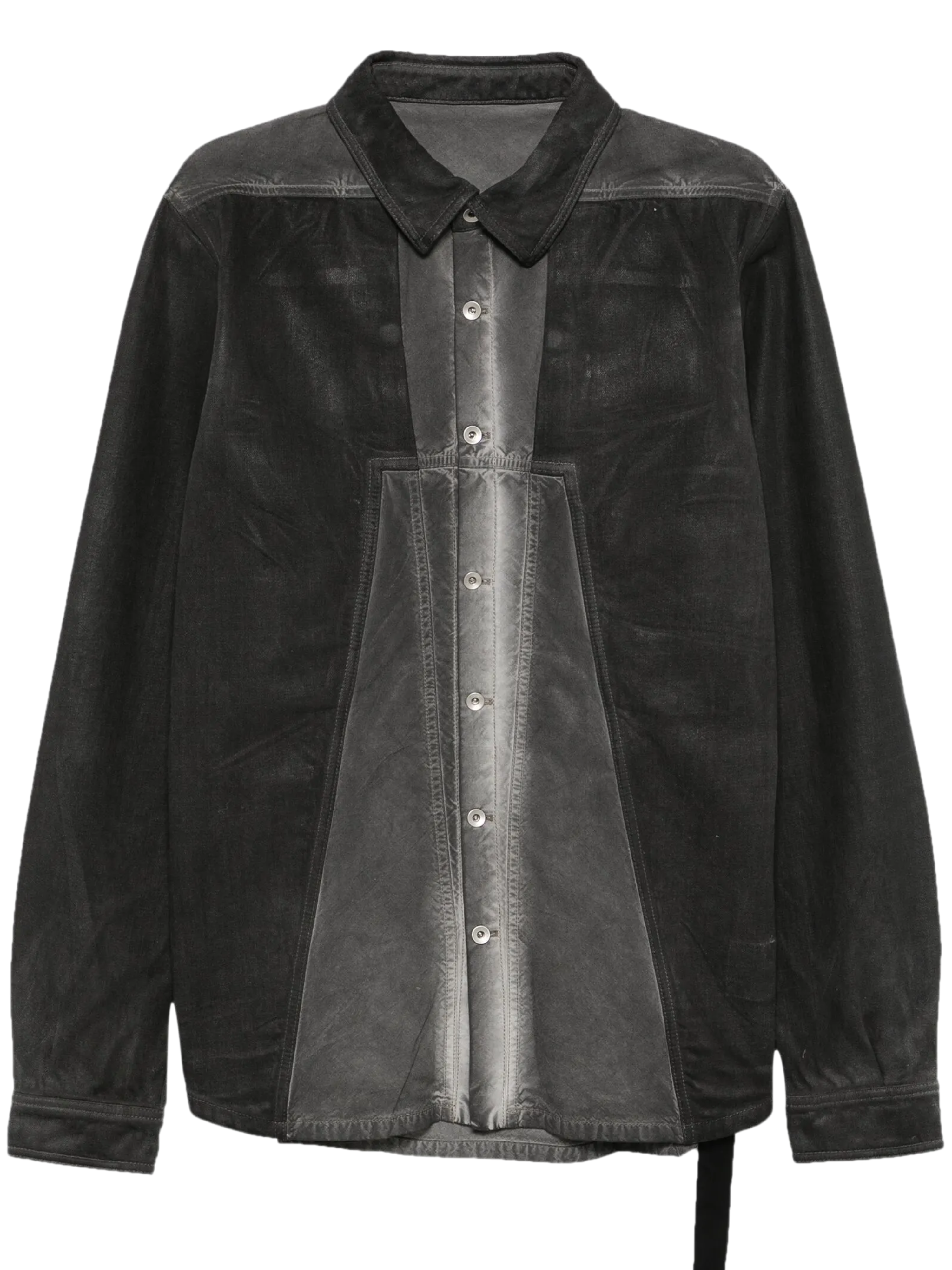 RICK OWENS DRKSHDW Denim Splintered Zip-Up Jacket Stone
