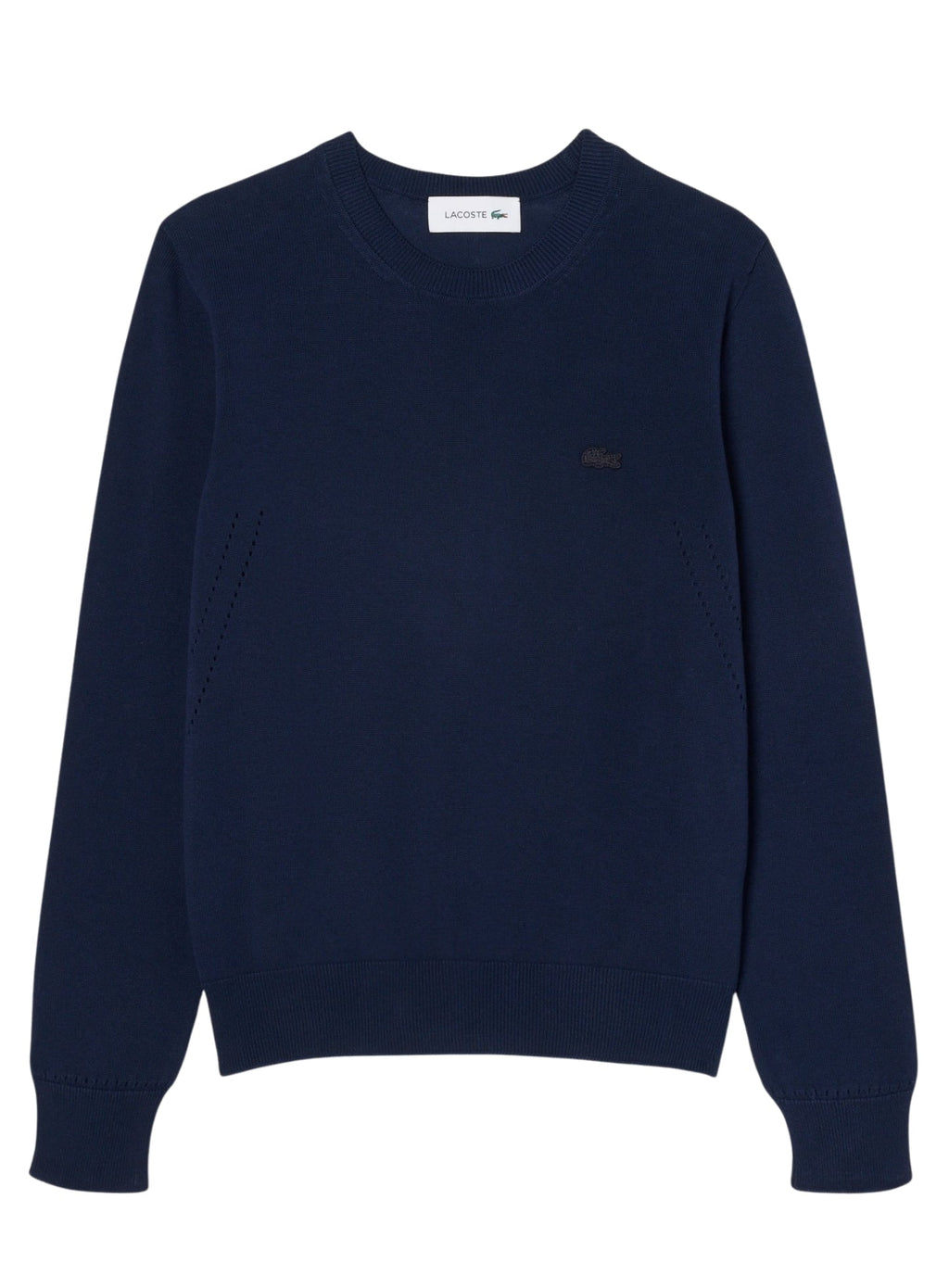 LACOSTE WOMEN 3D Knit Crew Neck Sweater Midnight Blue