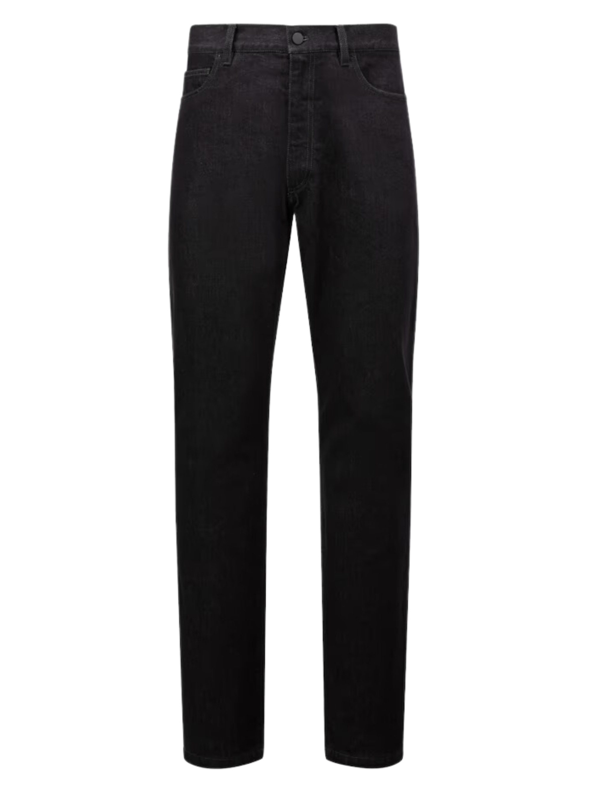 MONCLER Logo Patch Cotton Denim Trousers Dark Blue
