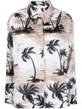 PALM ANGELS WOMEN Hawaiian Track Shirt Beige/Black