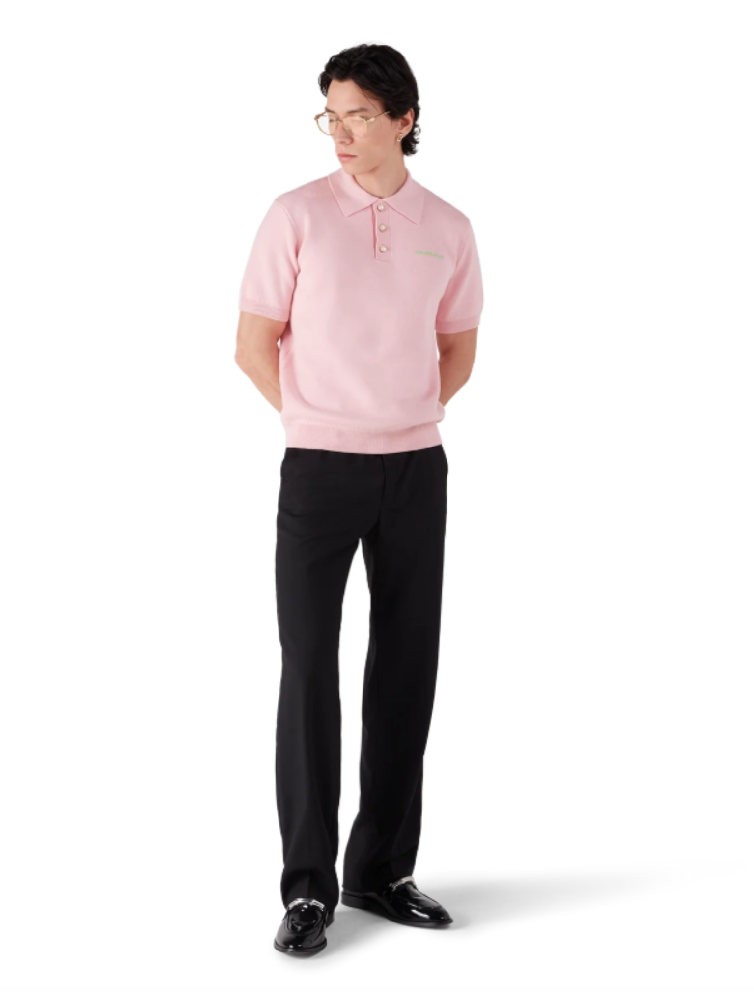 CASABLANCA Double Face Short Sleeve Polo Shirt Pink