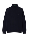 LACOSTE Merino Wool Roll Neck Sweater Midnight Blue