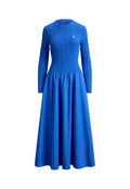 RALPH LAUREN WOMENS Cable-Knit Bodice Cotton Dress Colby Blue