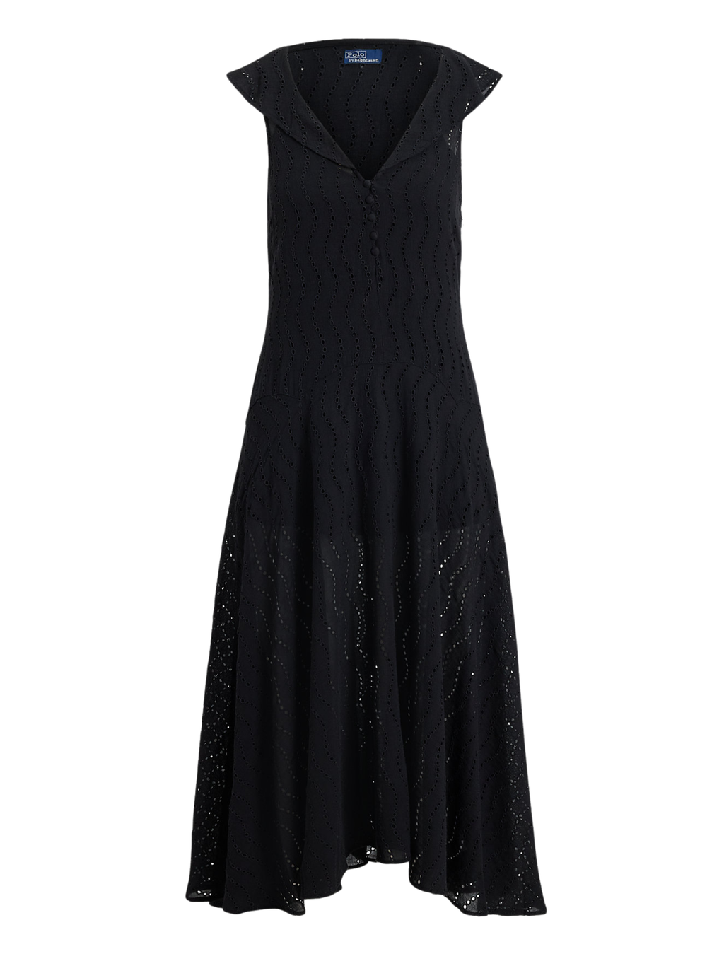 RALPH LAUREN WOMEN Eyelet Gauze Dress Polo Black