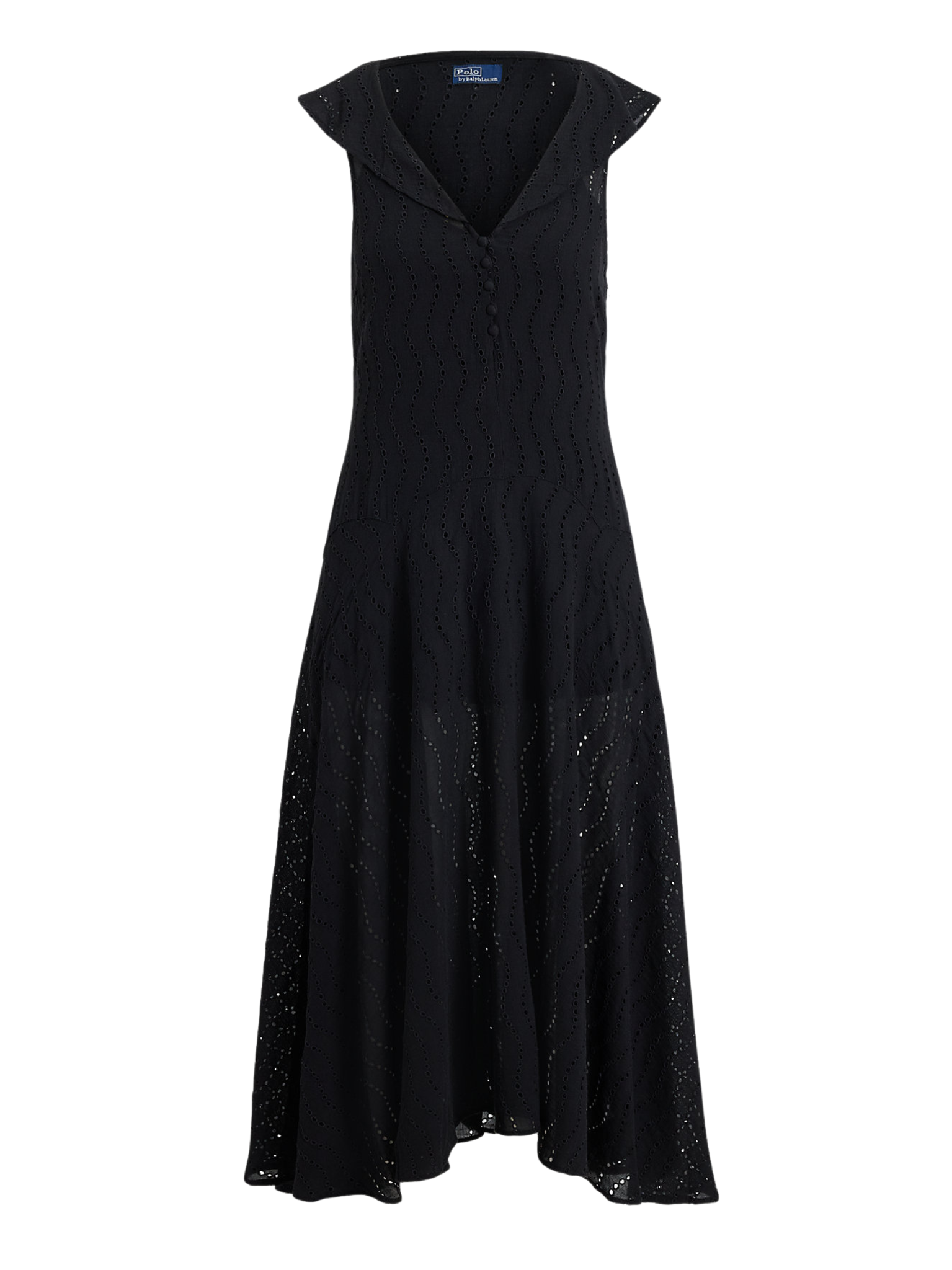 RALPH LAUREN WOMEN Eyelet Gauze Dress Polo Black