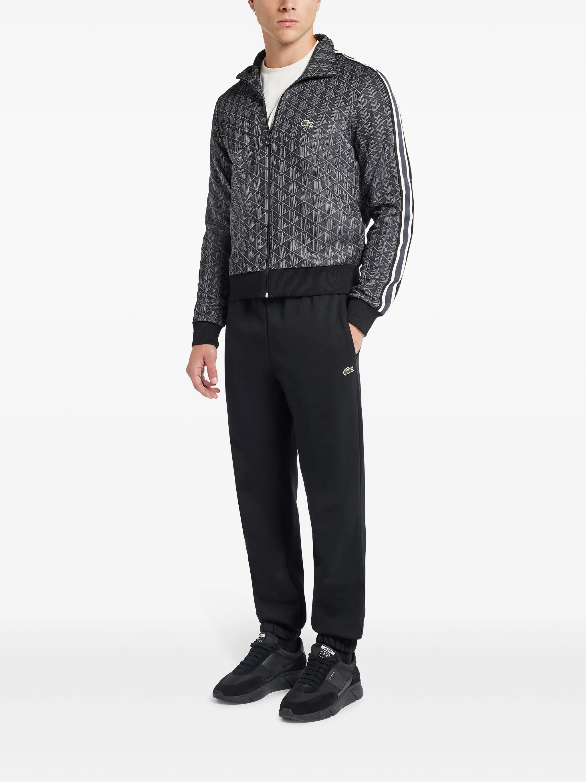 LACOSTE Paris Zip-Up Jacquard Track Jacket Black