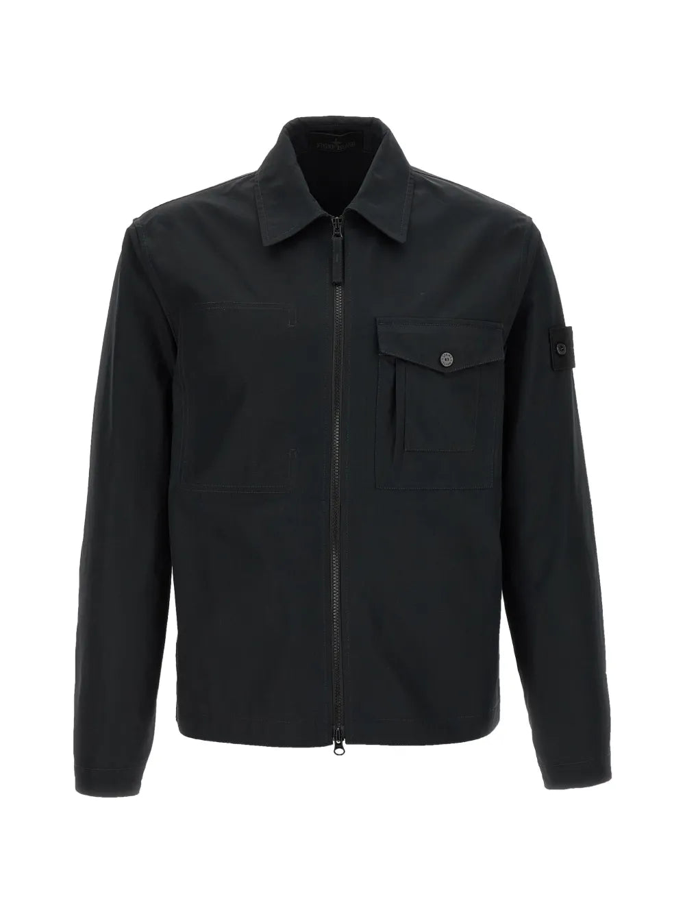 STONE ISLAND Chest Pocket Zip-Up Overshirt Black