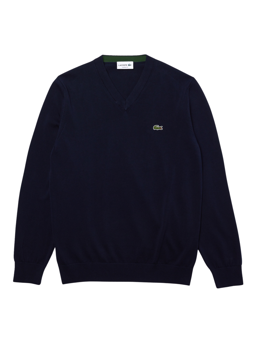 LACOSTE Monochrome Cotton V-neck Sweater Midnight Blue