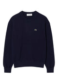 LACOSTE WOMEN Relaxed Fit Cotton Crew Neck Sweater Midnight Blue