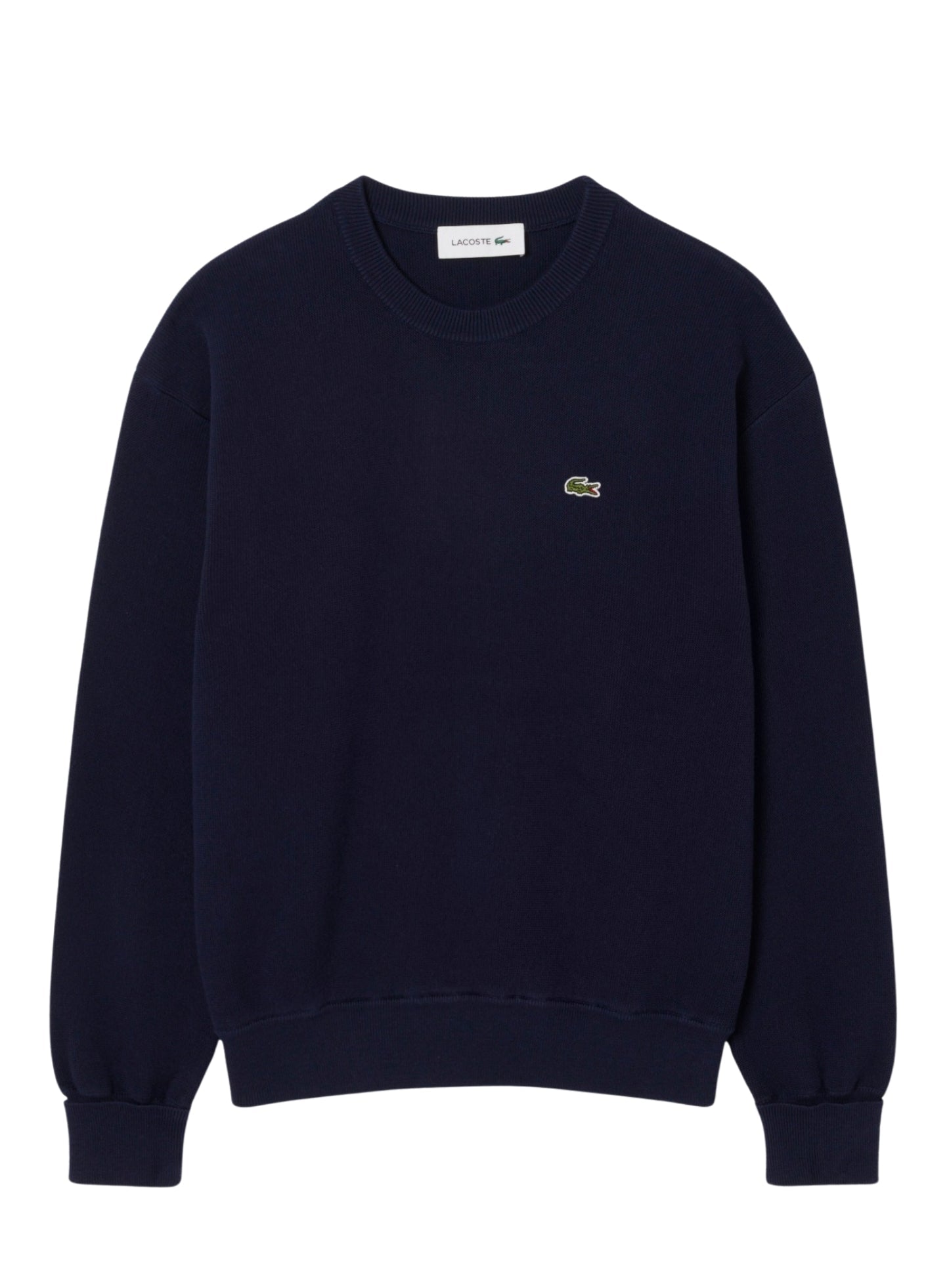 LACOSTE WOMEN Relaxed Fit Cotton Crew Neck Sweater Midnight Blue