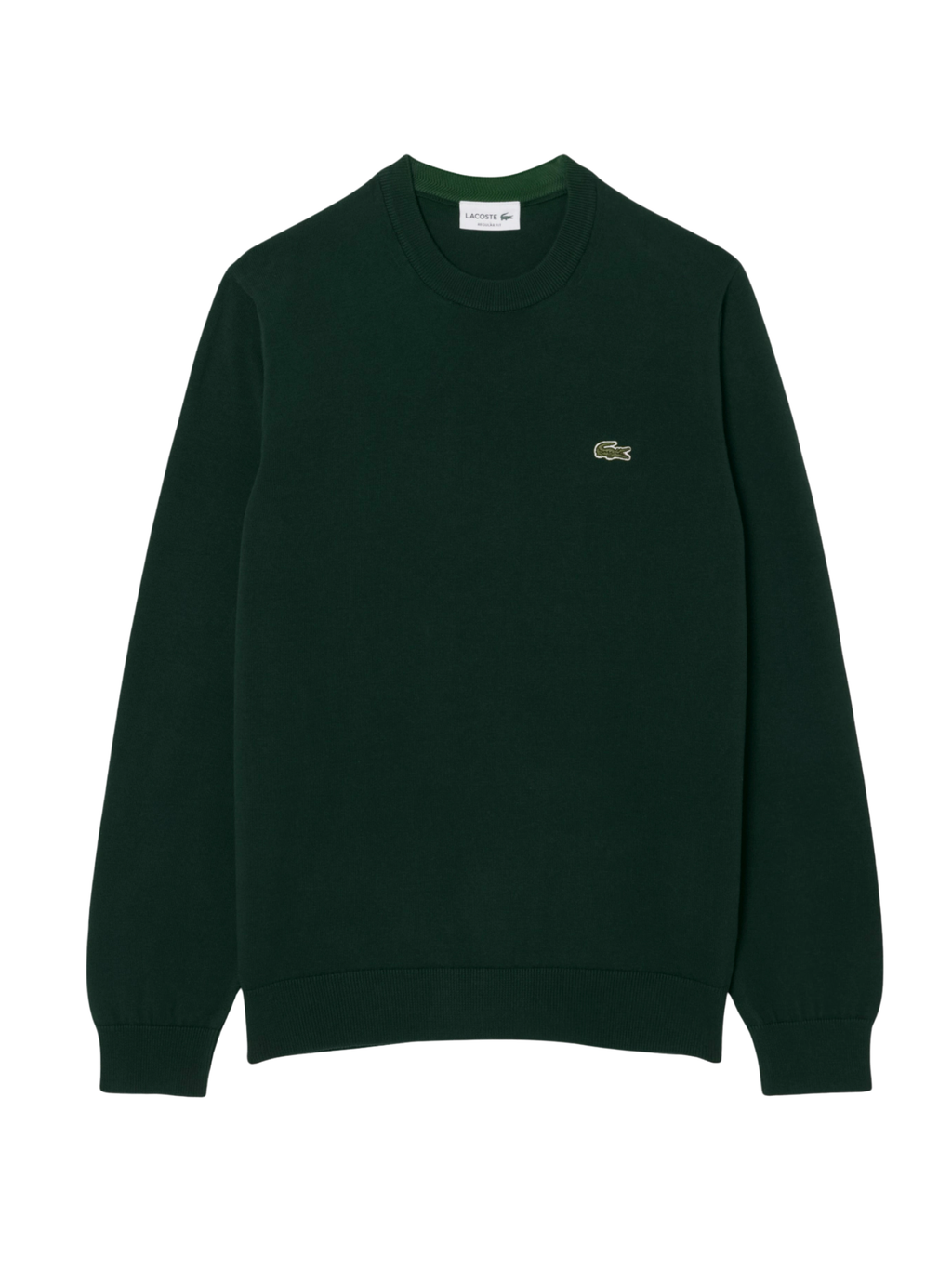 LACOSTE Monochrome Crew Neck Cotton Sweater Sinople Green