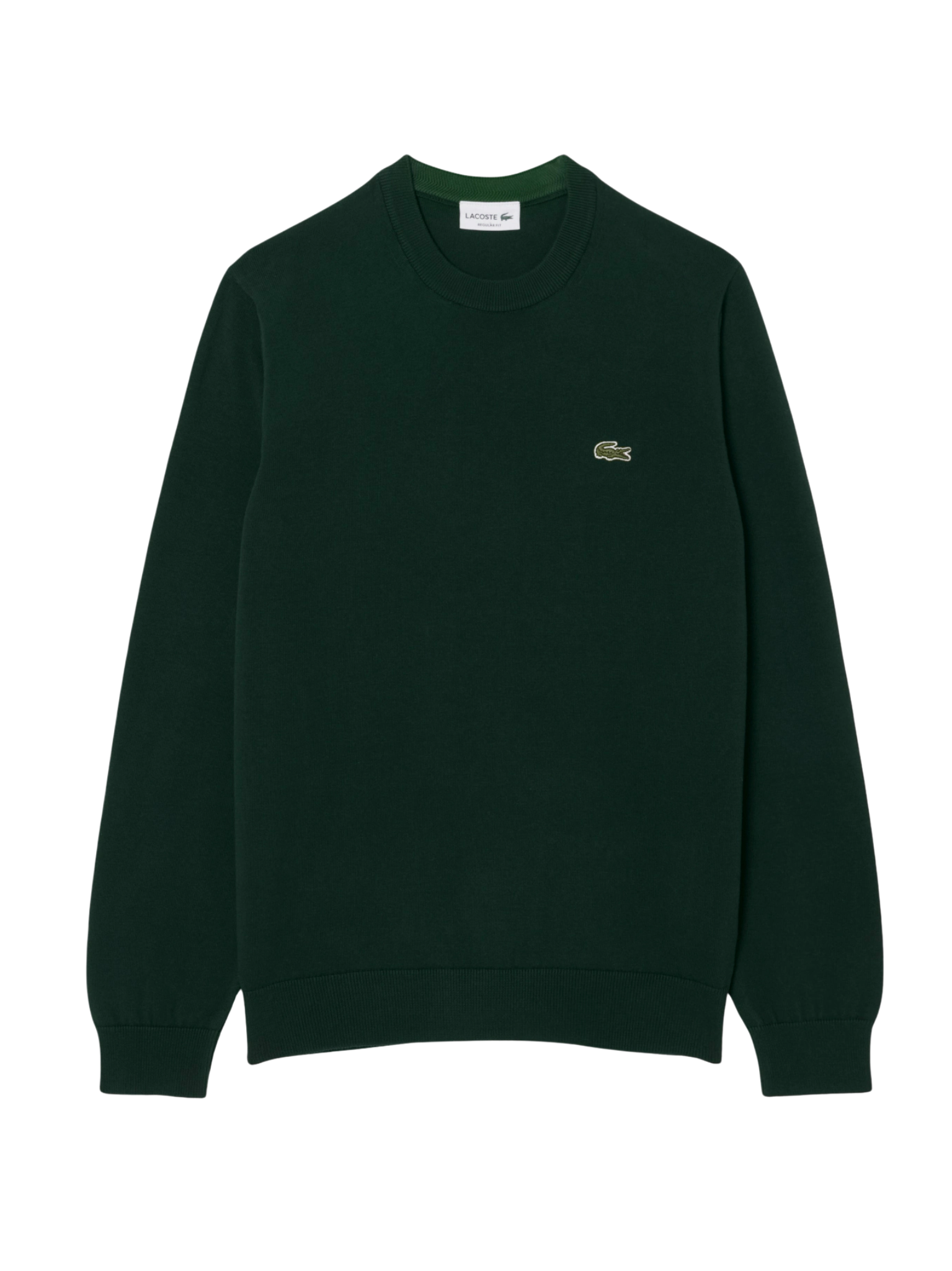 LACOSTE Monochrome Crew Neck Cotton Sweater Sinople Green