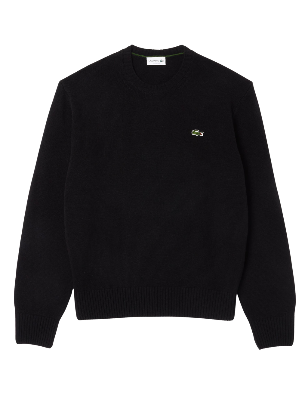 LACOSTE Carded Wool Crew Neck Sweater Black