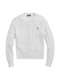 RALPH LAUREN WOMEN Cable-Knit Cotton Crewneck Cardigan White