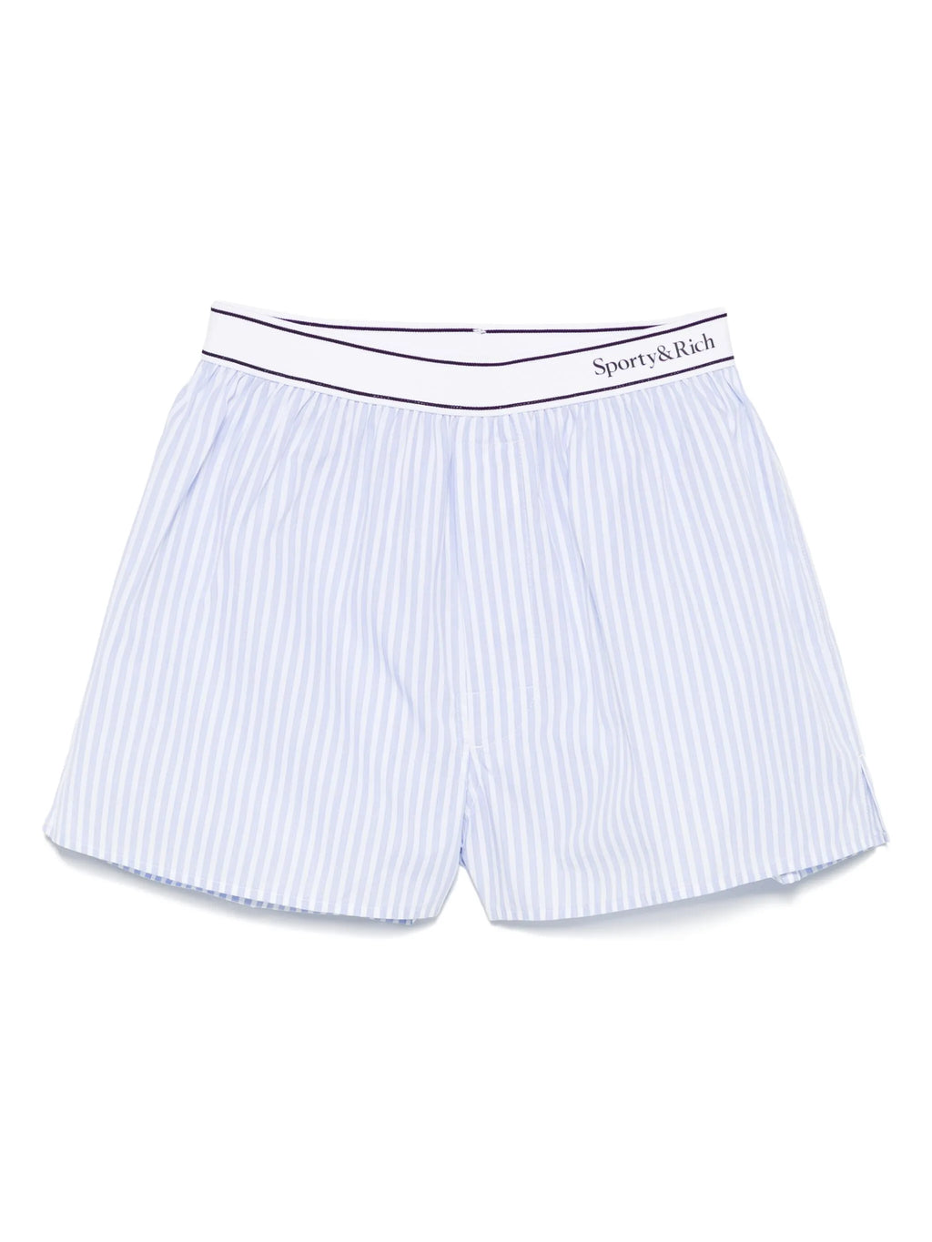 SPORTY & RICH WOMEN Serif Logo Boxer Shorts Light Blue Striped/White