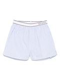 SPORTY & RICH WOMEN Serif Logo Boxer Shorts Light Blue Striped/White