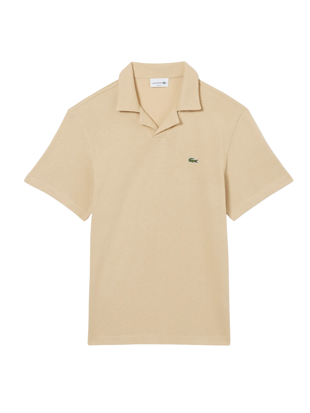 LACOSTE Classic Fit Cotton-Linen Polo Shirt Beige