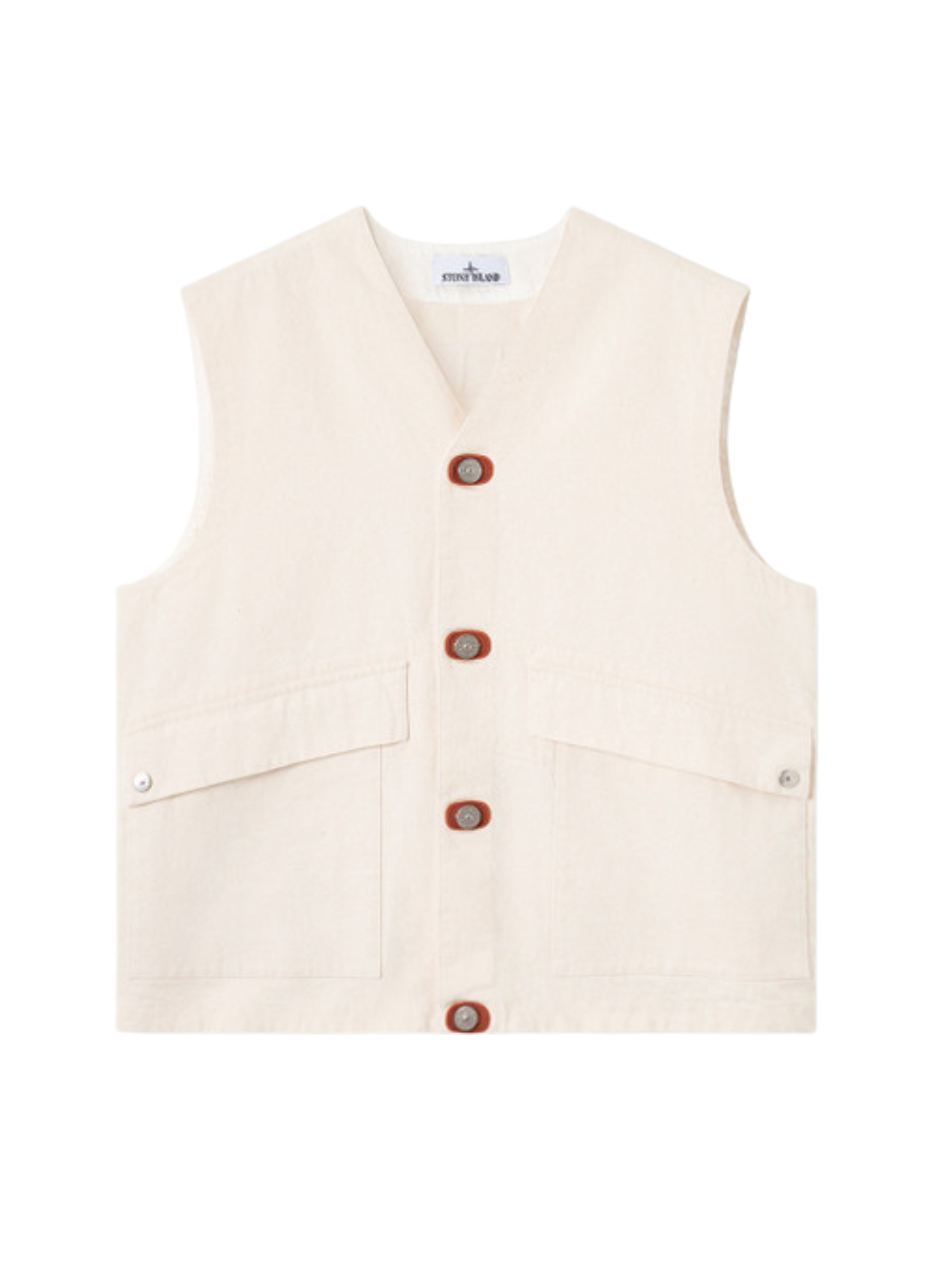STONE ISLAND V-neck Button Fastening Gilet Beige