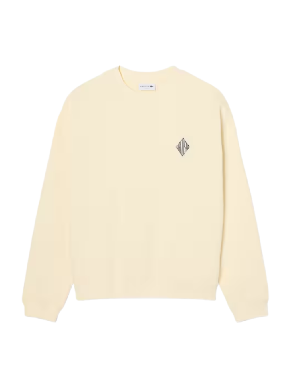 LACOSTE Double Face Piqué Badge Sweatshirt Lemon Beige