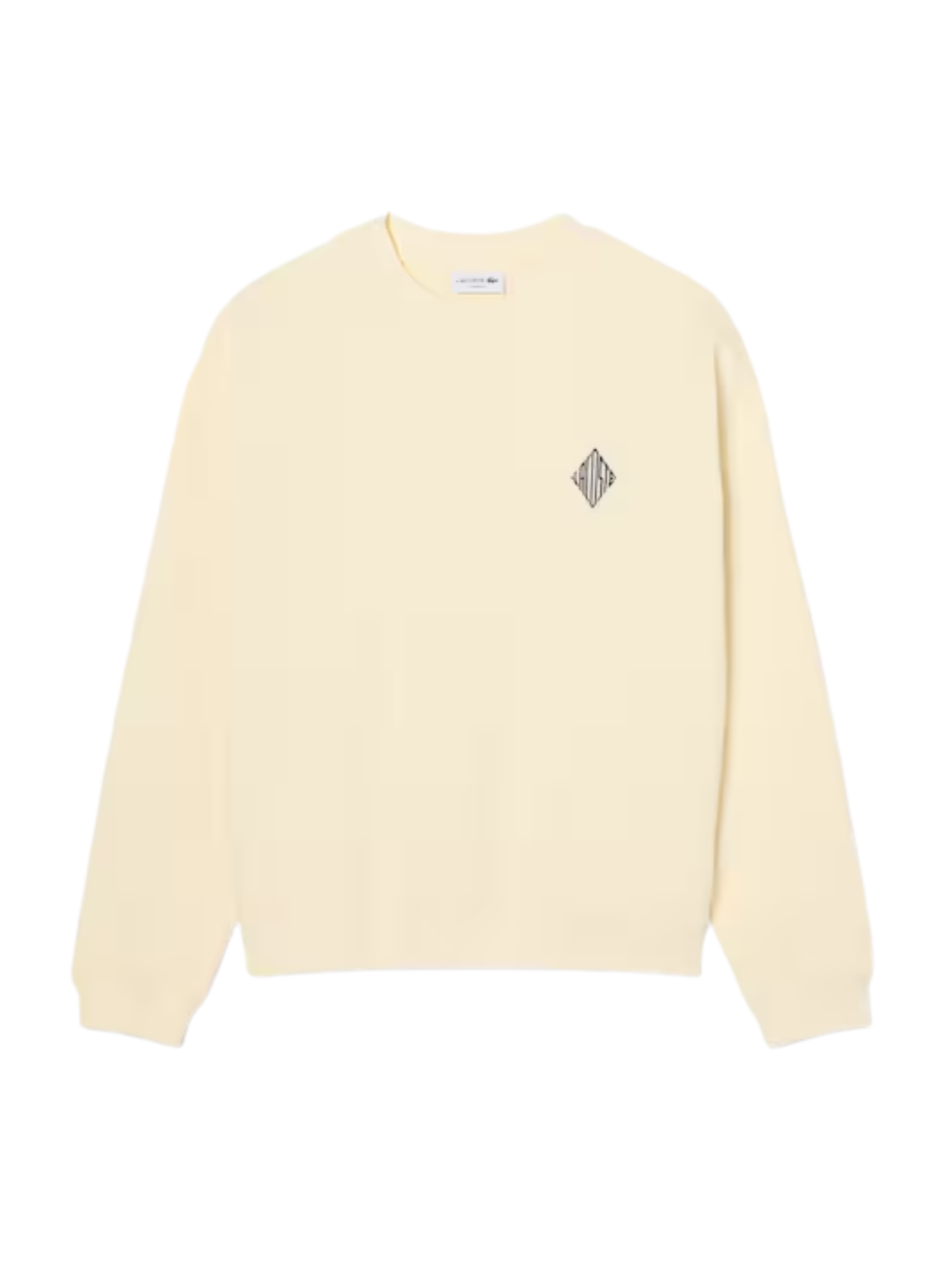 LACOSTE Double Face Piqué Badge Sweatshirt Lemon Beige