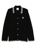 CASABLANCA Embroidered Cotton Crochet Long Sleeve Shirt Black