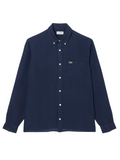 LACOSTE Regular Fit Linen Shirt Midnight Blue