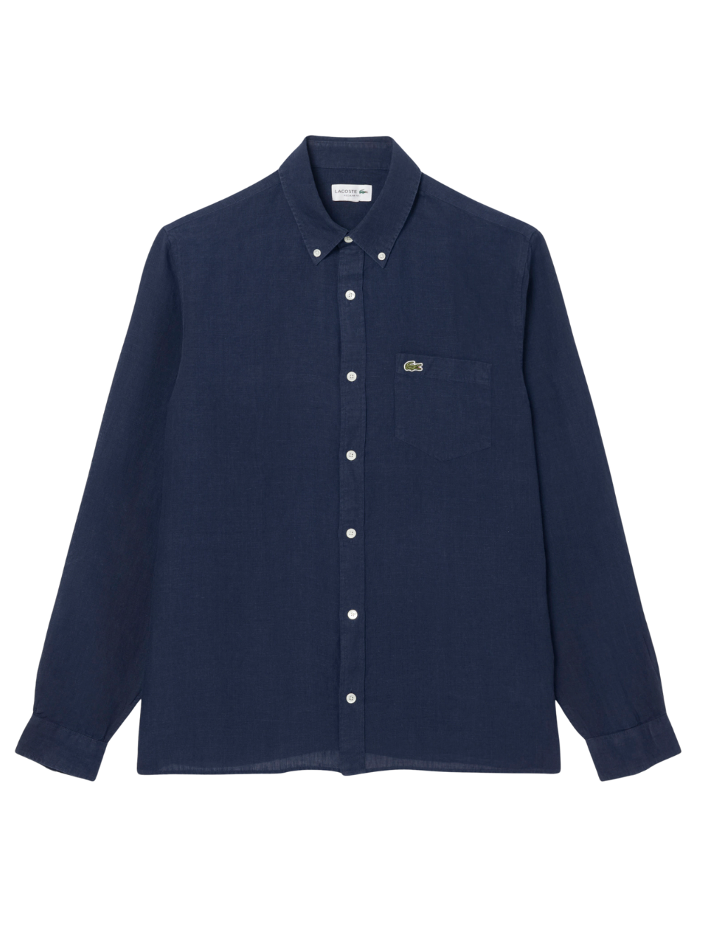 LACOSTE Regular Fit Linen Shirt Midnight Blue