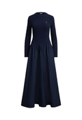 RALPH LAUREN WOMENS Cable-Knit Bodice Cotton Dress Hunter Navy