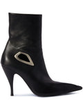 OFF-WHITE WOMEN Crescent Leather Heels Black Silver