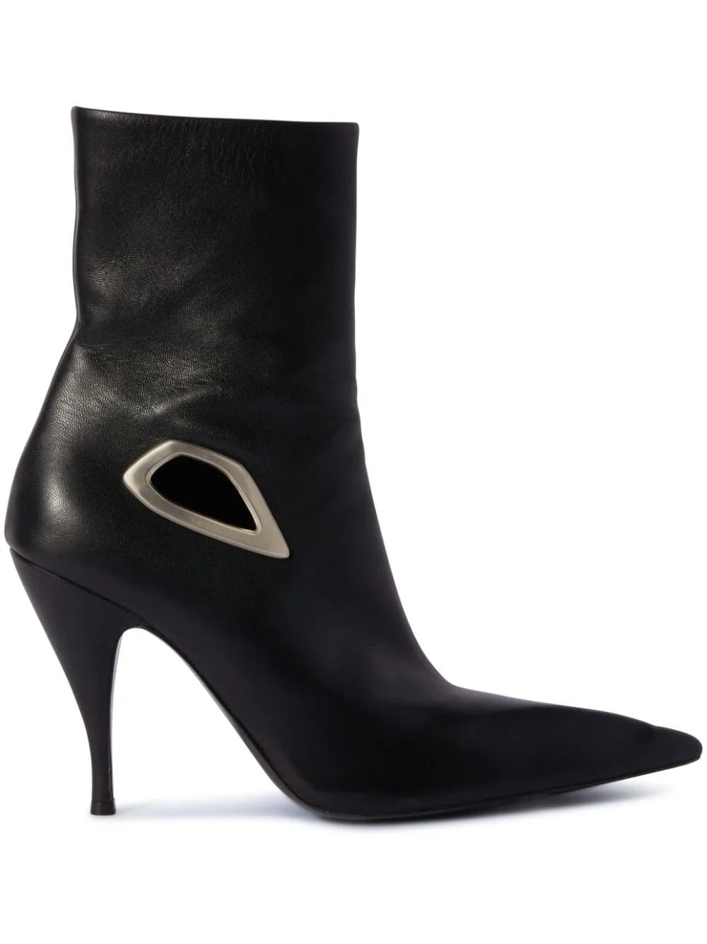 OFF-WHITE WOMEN Crescent Leather Heels Black Silver