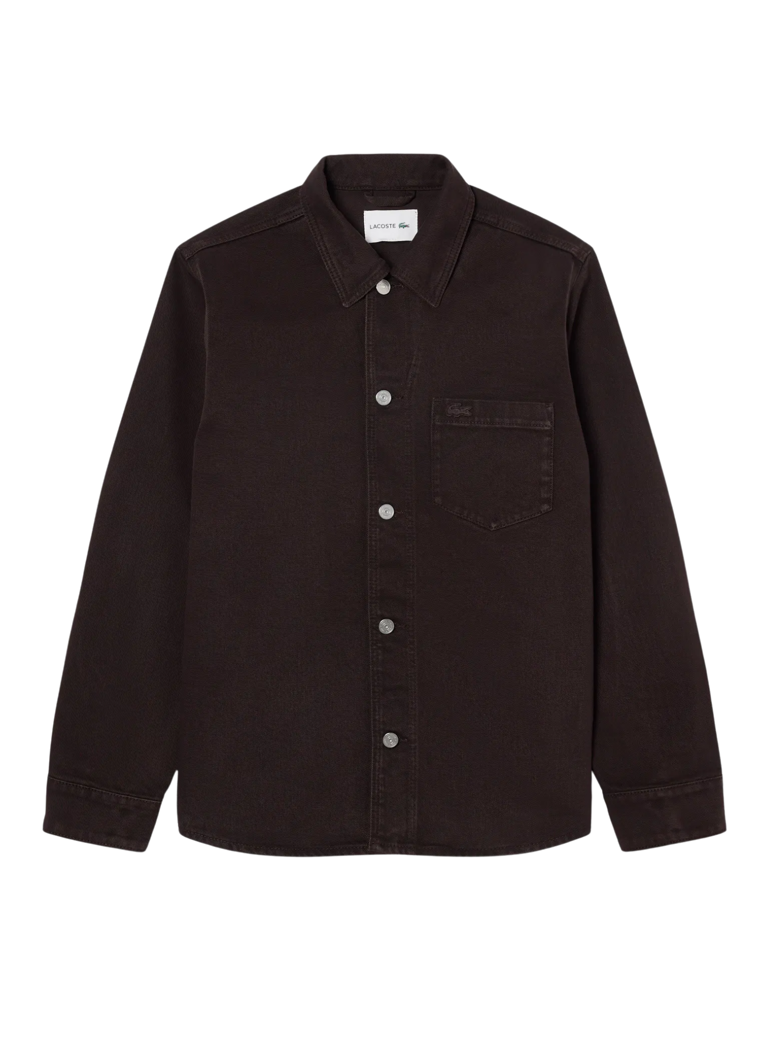 LACOSTE Oversized Denim Overshirt Brown