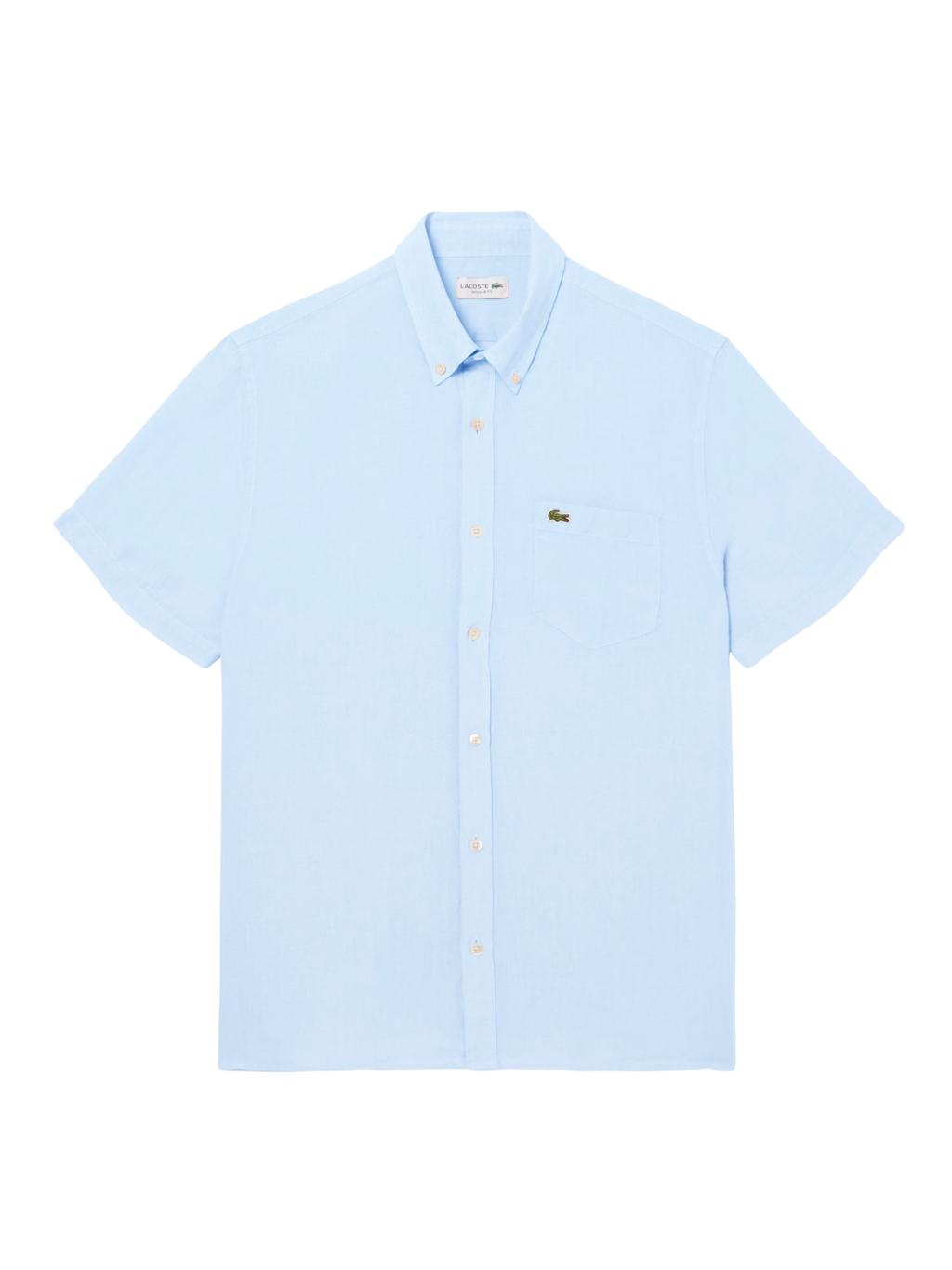 LACOSTE Short Sleeved Linen Shirt Light Blue