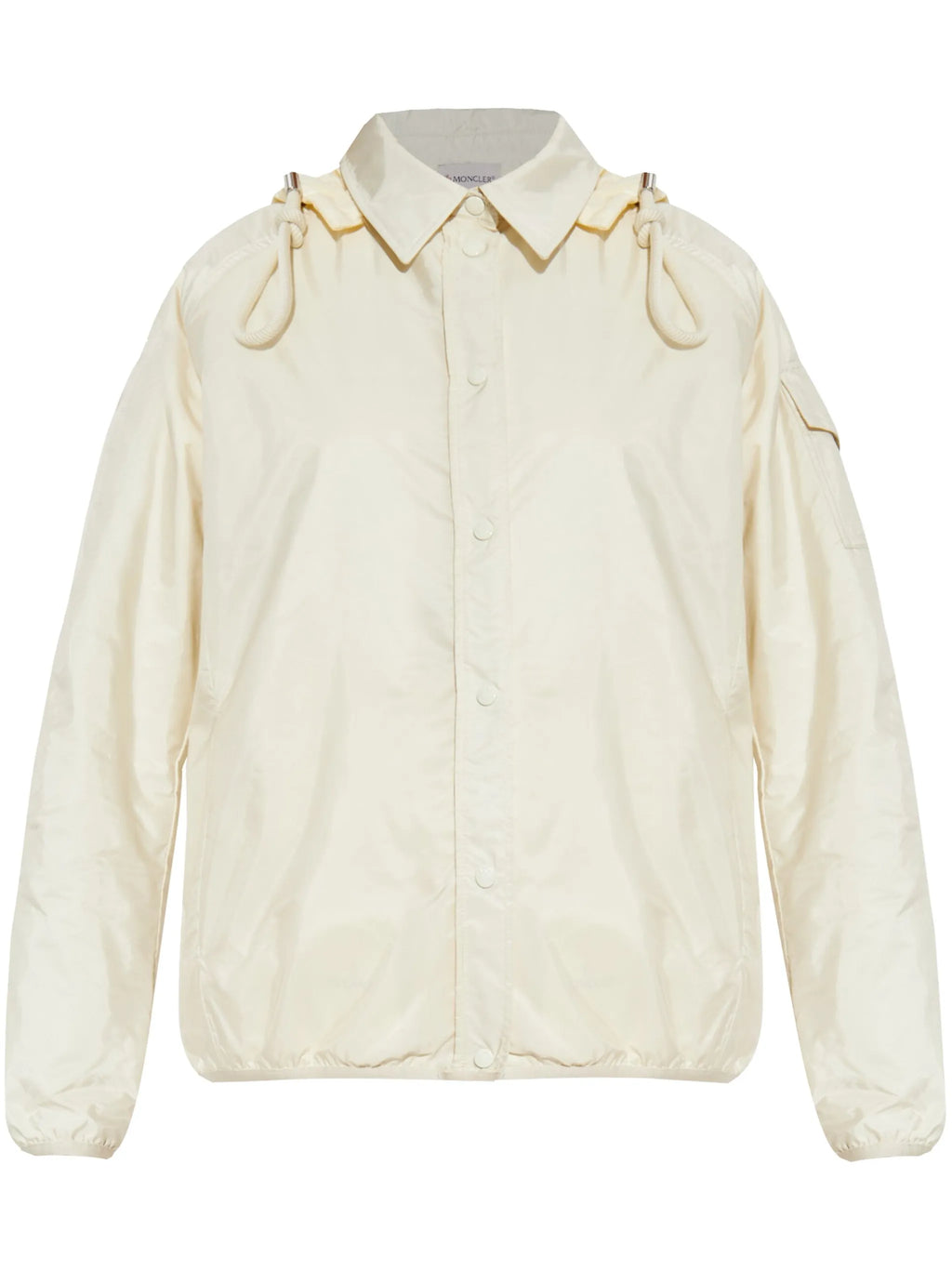 MONCLER WOMEN Logo Patch Hooded Shirt Jacket White
