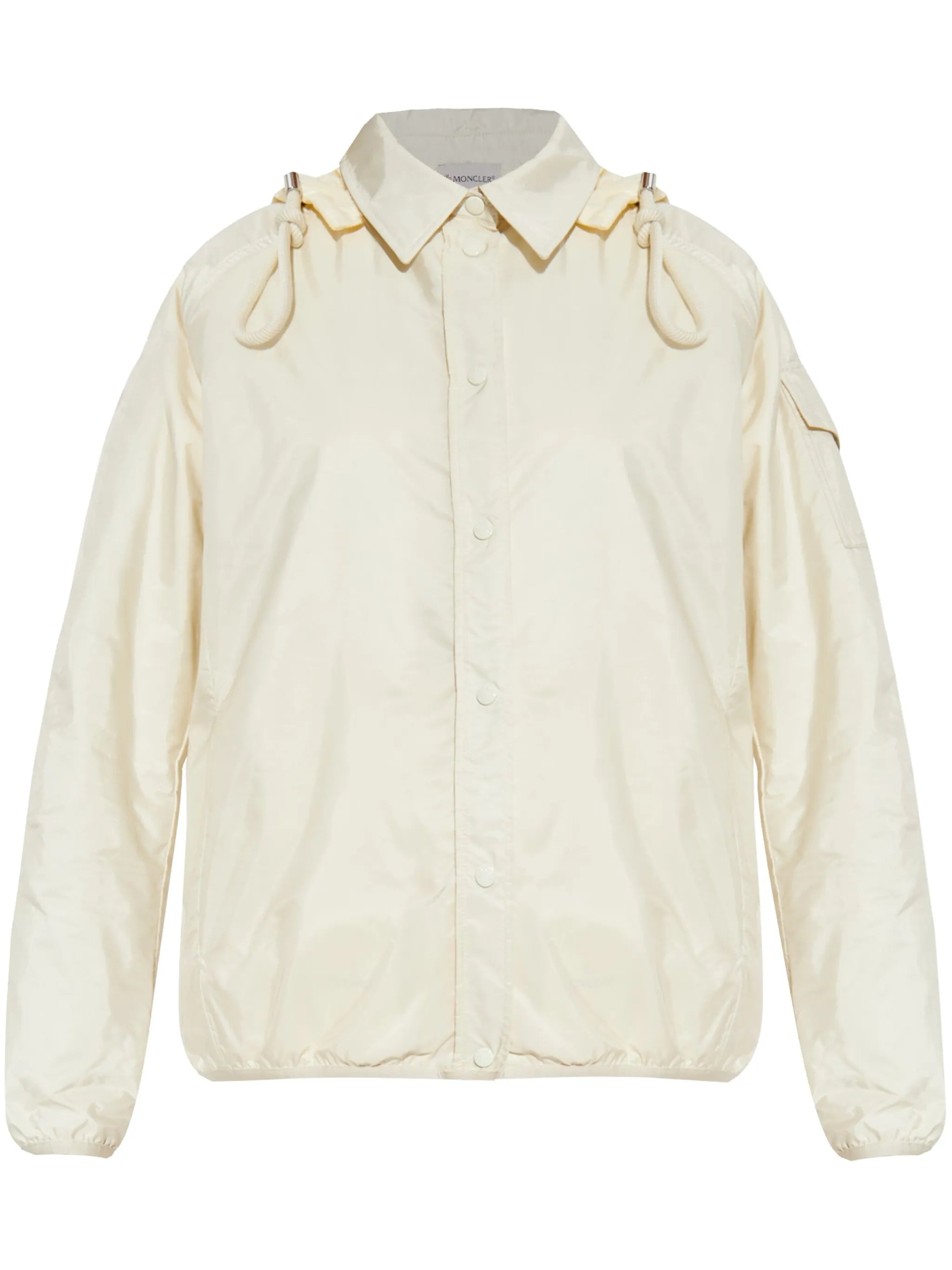 MONCLER WOMEN Logo Patch Hooded Shirt Jacket White