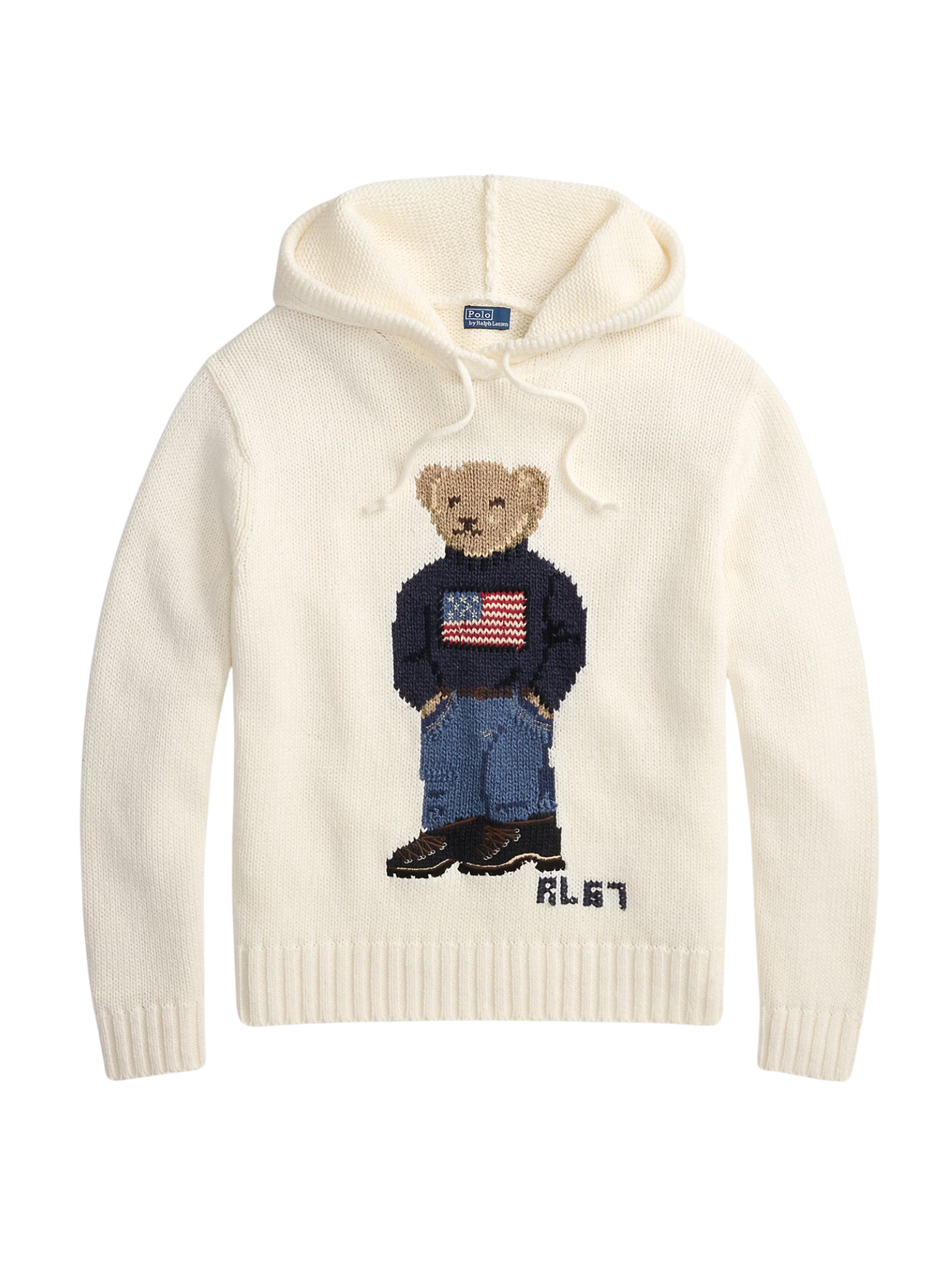 RALPH LAUREN WOMEN Polo Bear Hooded Jumper Parchment Cream