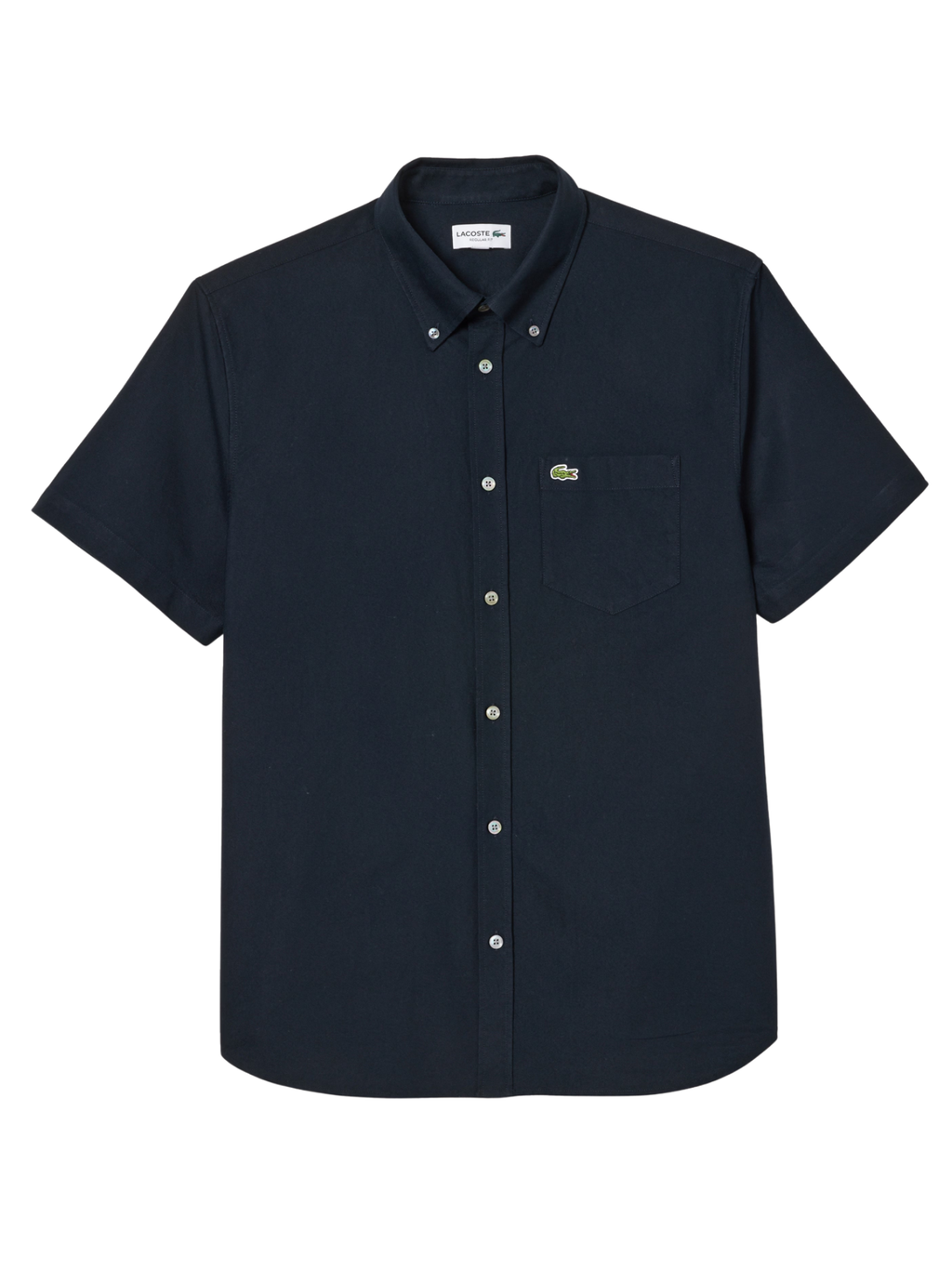 LACOSTE Regular Fit Short Sleeved Oxford Shirt Navy Blue