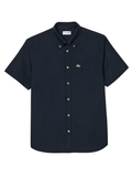 LACOSTE Regular Fit Short Sleeved Oxford Shirt Navy Blue