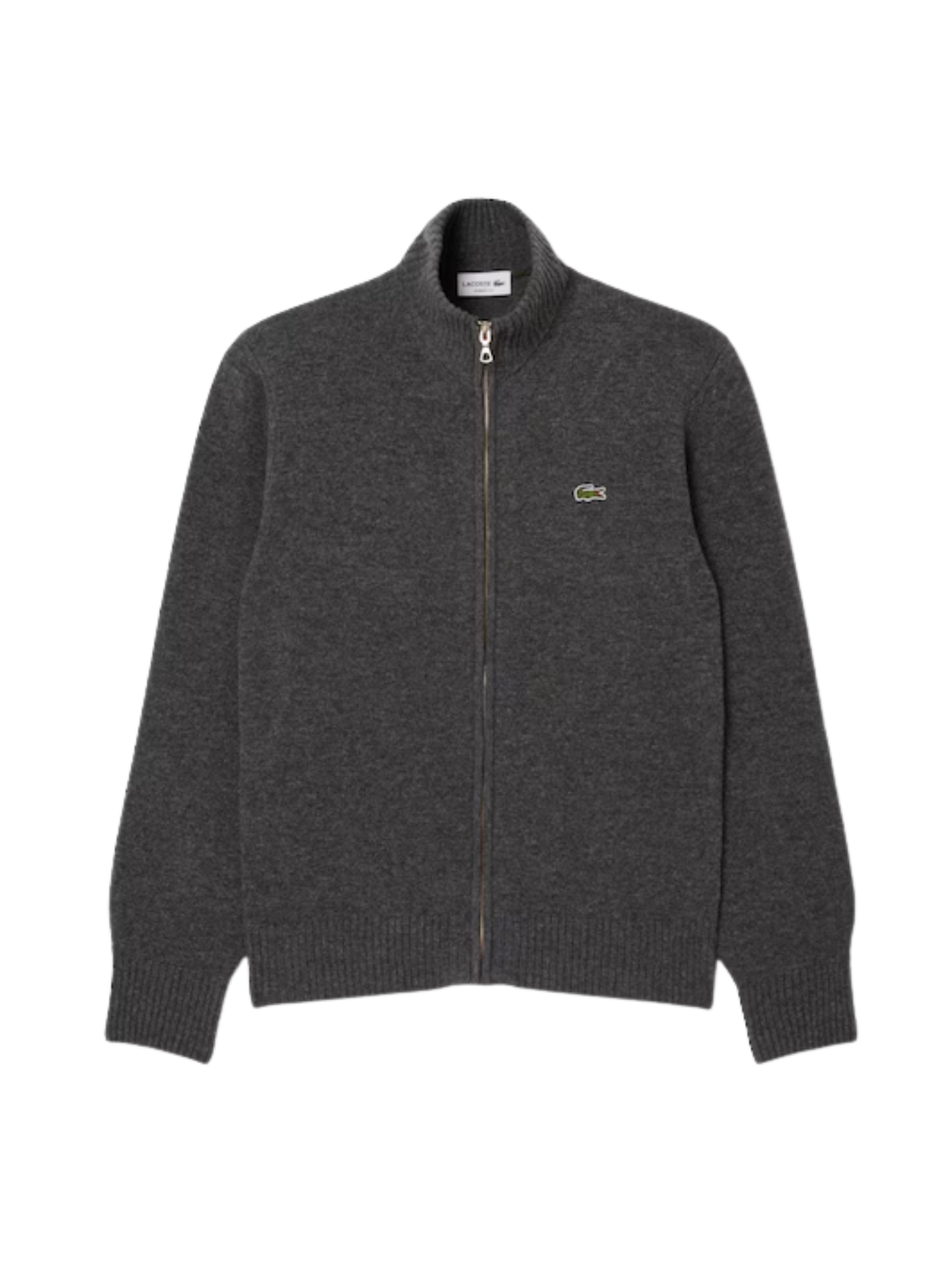 LACOSTE Wool Zipped Sweater Heathered Grey