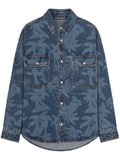 PALM ANGELS Palmity Allover Laser Denim Shirt Blue/Light Blue