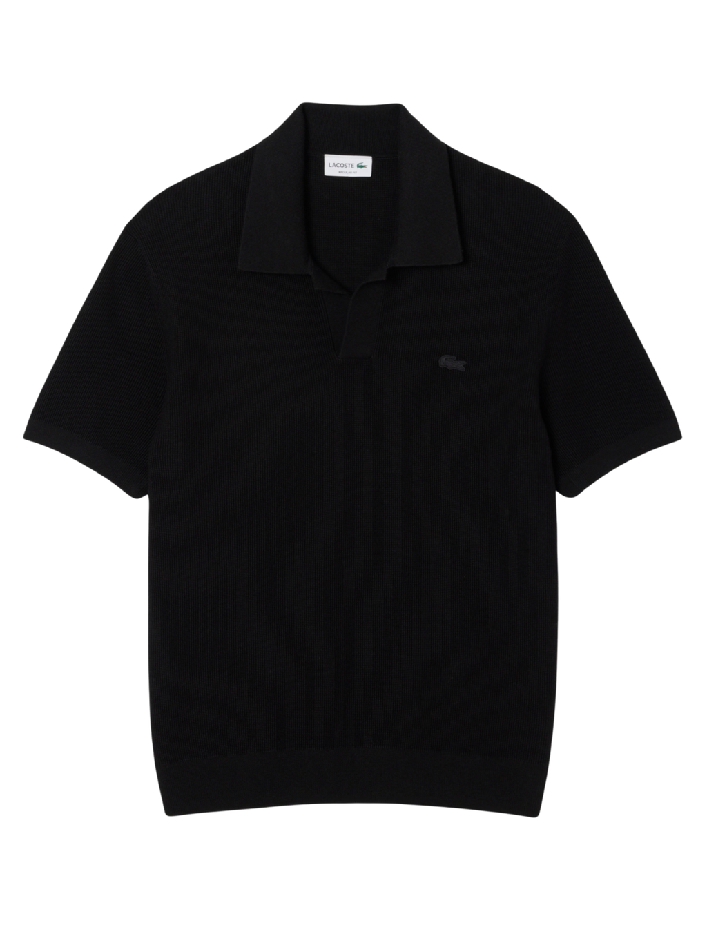 LACOSTE Cotton Blend Open Polo Collar Sweater Black